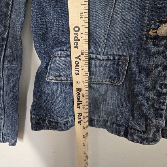 Reserved Jean Jacket Womens Medium Blue Denim Two Button Pockets Cotton - Picture 8 of 15